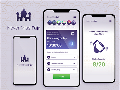 Never Miss Fajr flat minimal mobile mobile app mobile ui ui uidesign uiux ux