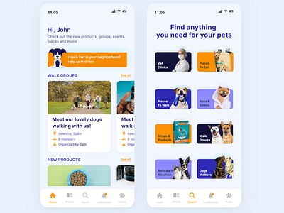 Pettty App app design illustration ios mobile pets ui userinterface ux xd