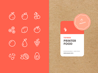 TOYBOX Printer Food 3d printing apple avocado blueberry cherry coconut fruit icon lemon orange peach pear