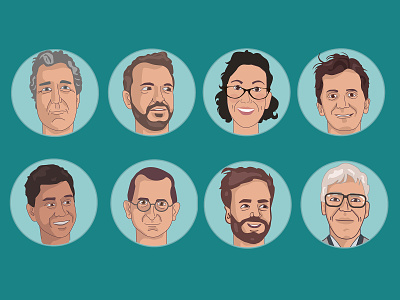Characters, created from E-learning teachers' portraits. illustration
