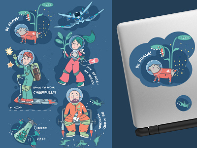 Stickers. Cosmic Set. illustration