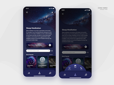 Meditation App - Dark Mode app app design application art design designwich meditation meditation app ui ui design uidesign uiux ux