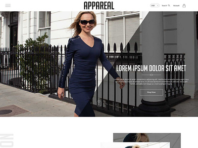 Photoshop Design for Shopify Ecommerce website called Appareal