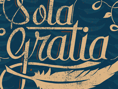 Sola Gratia design feather hand lettering script