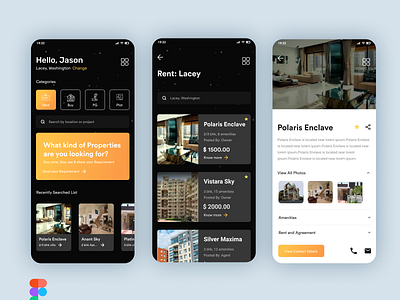 Real Estate - Mobile UI figma mobile ui design own home paying guest plot ui uiux