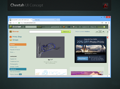 "Cheetah" web browser mockup ui web browser