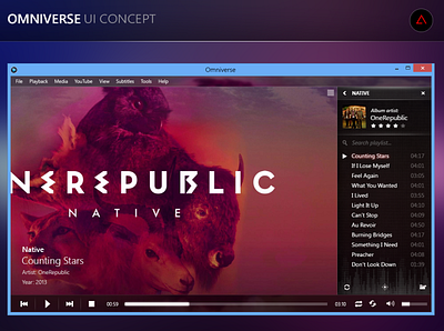 "Omniverse" media player media player mockup ui