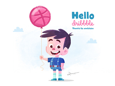 Hello Dribbble! character design digital art hello dribble illustration vector