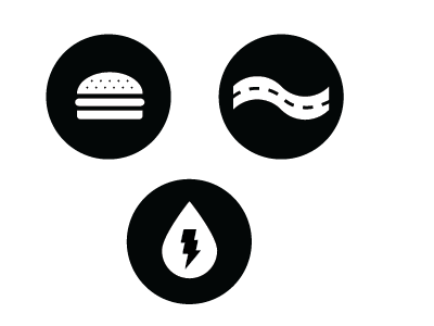 roughs of food/travel/water + energy