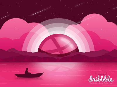 Hello Dribbble! design dribbble first shot hello dribbble illustraion pink vector