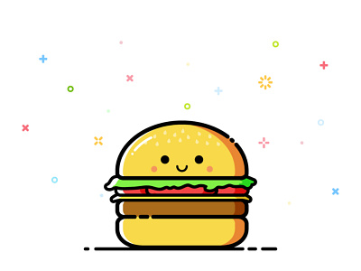 Burger burger character cute fastfood happy illustration mbe smile vector