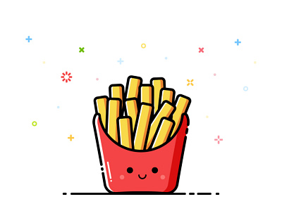 Fries character cute fastfood fries happy illustration mbe smile vector