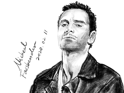 A sketch of Micheal Fassbender.