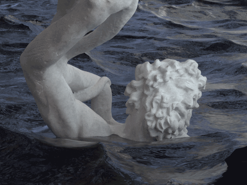 Submerged by sea 3d animation c4d gif motion oc