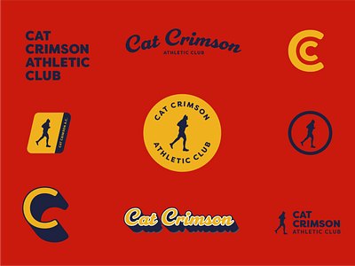 Cat Crimson Athletic Club athletic logo branding design fitness fitness club illustrator logo typography workout