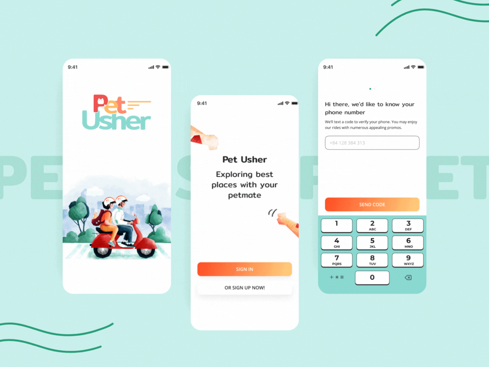 Welcome screen transportation app - Pet Usher