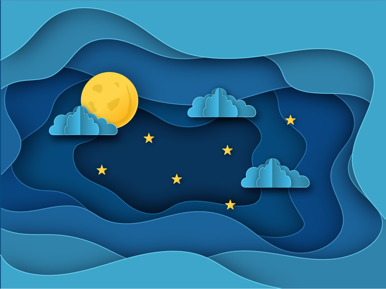 Paper cut sky by Doodle_touch on Dribbble