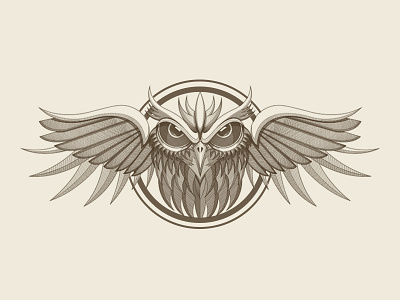Owl badge，icon，owl，illustration，bird