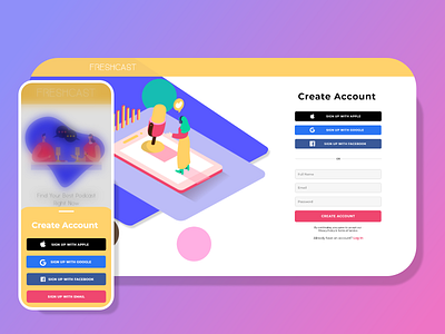 Design for Podcast App adobexd app blue branding createwithadobexd design illustration pink playoff ui uidesign uiux ux uxdesign vector