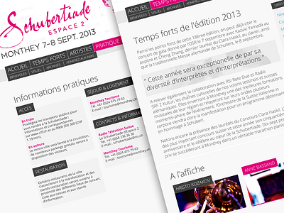 Schubertiade Espace 2 classic festival flat music responsive schubert swiss ui ux website