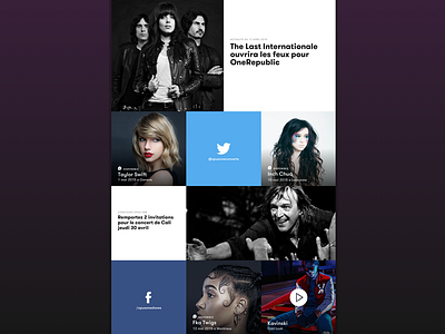 Dynamic grid layout band event grid layout music news purple responsive ui ux website