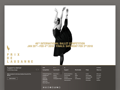 Prix de Lausanne – home with menu