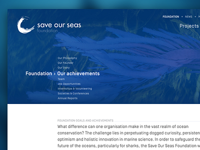 Save Our Seas – navigation concept home intermediate menu page pagination responsive web website