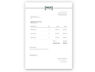 INVOICE Design - INCACHAIN branding invoice design invoices minimalism