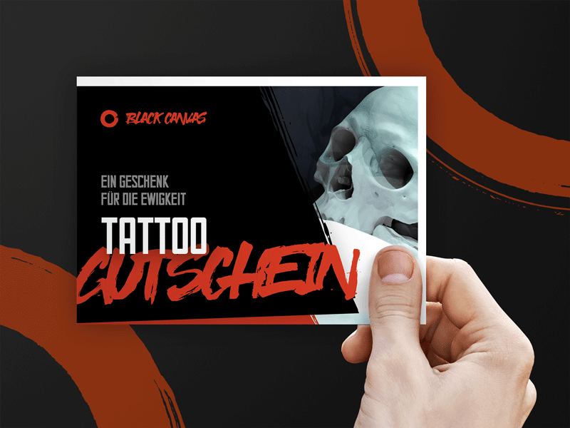 Black Canvas - Voucher Design coupon print design print voucher tattoo tattoo studio tattoo voucher voucher