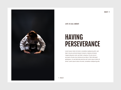 Blog Detail Page "Perseverance" - Design Exploration #01 blog design blog header blog layout blog page editorial design editorial layout martial art blog minimalistic design typography white space