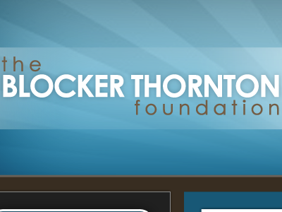 Blocker Thornton Foundation, Take two blue brown logo rays type typography white