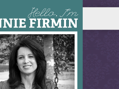 Connie Firmin author green pattern purple script type typography web white