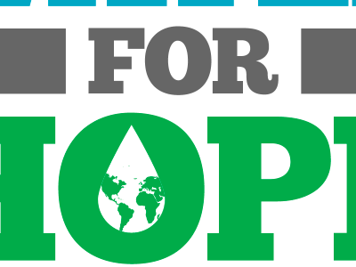 ...For Hope aqua blue drop globe gray green grey logo type typography water world