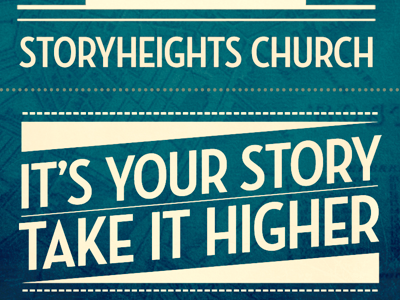 Storyheights Church Invite Flyer aqua black blue boston church cream flyer gray grey logo map white