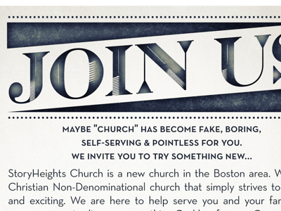 Storyheights Church Invite Flyer black boston church cream type typography white