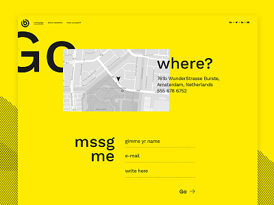 Contact page for a creative agency / designer portfolio demo creative design minimal ui uidesign ux uxdesign web web design website wordpress yellow