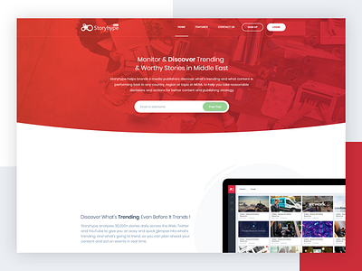 Landing Page for StoryHype digital marketing landing page palestine red trend ui ui design ux ux design web design