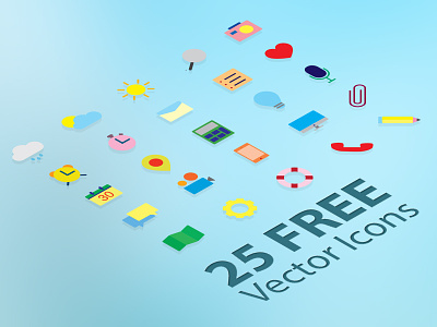 25 Free Flat Vector Icons crayon flat icons free flat icons free icons free vector icons freebies heart icon icons location message sun