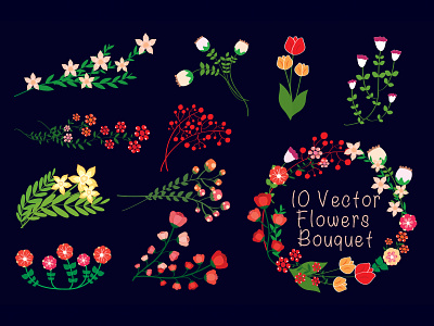 10 Vector Flowers Bouquet