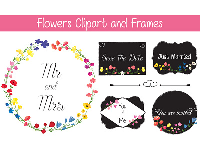 Flowers Clipart and Frames clipart colorful flowers floral natural flower flowers flower bouquet lovely flower painted flower pastel flower retro flowers valentine wedding clipart wedding flower