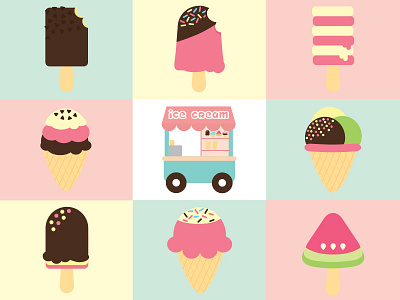Delicious ice creams chocolate cream dessert ice ice cream car ice creams icon icons sugar sweets vanilla watermelon
