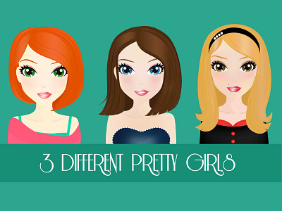 3 Different Pretty Girls characters characters for girls characters girls cute characters cute girls doll games girl girls illustration princess vector girls