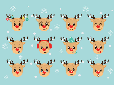 12 Cute Reindeers christmas christmas card deer little reindeer reindeer rudolph santas help snow winter