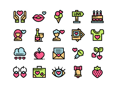 Valentine's Day Icons boy icon celebrating couple girl icon heart love love icons party roamance icons valentine day icon