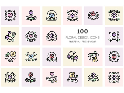 Floral Design Icons floral design icons floral icons flower design flower icons flower illustration flower logo icons