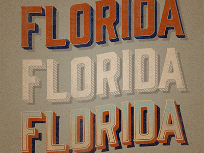 Florida Type 1 corel distressed florida lettering retro shadows texture typography vintage