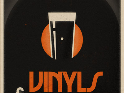 Vinyls And Brews beer black orange poster typography vintage vinyl