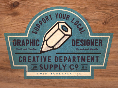 Creative support badge creative designer graphic design retro sticker textures twentyonecreative typography