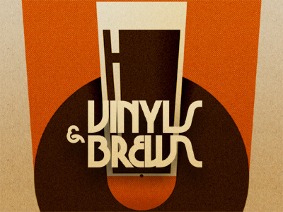 Vinyls And Brews 2 beer brews orange poster texture vintage vinyl