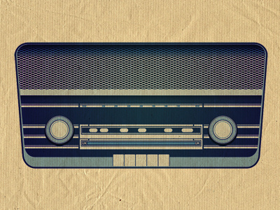 Radio illustration poster print radio retro vector vintage